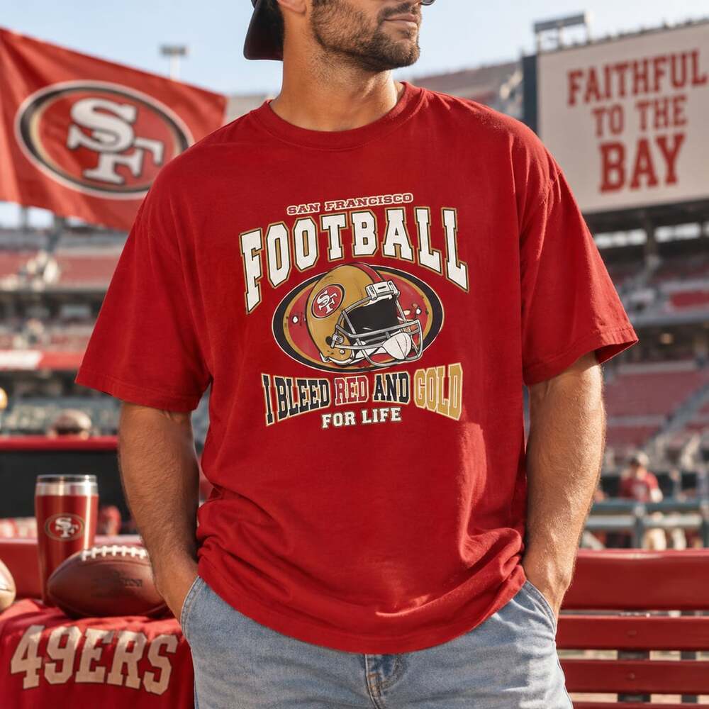 Vintage San Francisco 49ers I Bleed Red and Gold For Life NFL T-Shirt Red